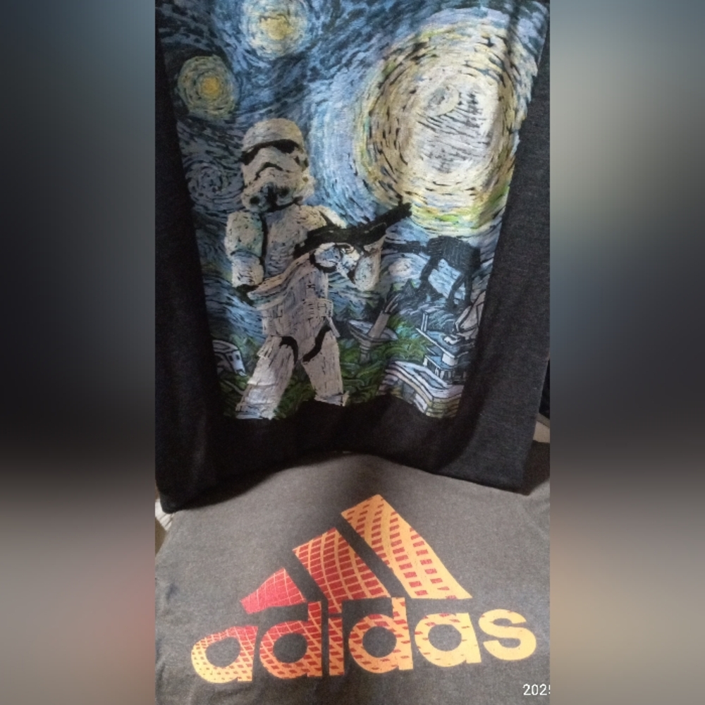 #1)Adidas & #2)Van Goghs- A Starry Night/ Star Wars- Stormtrooper Graphic Tee's